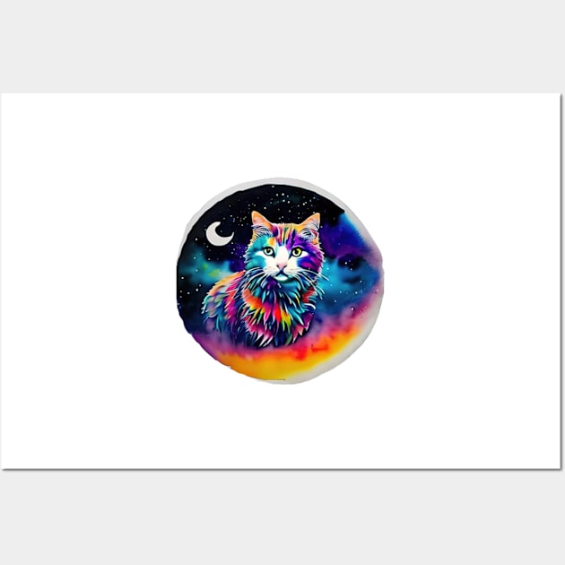 Cat in Space - A World of Dreams painting Wall Art by IDesign23